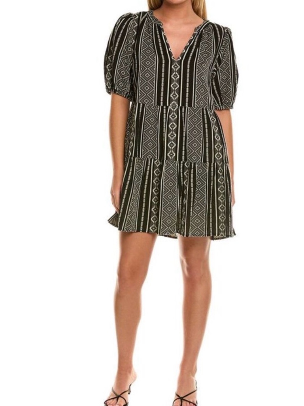 Velvet Black and White Geometric dress